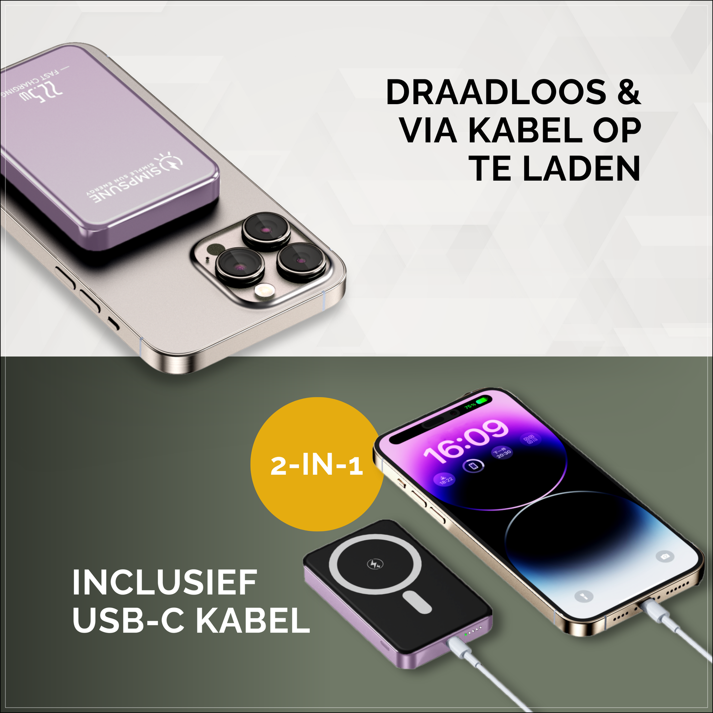 Simpsune - MagSafe Powerbank - 10000mAh - 22.5W Snellader