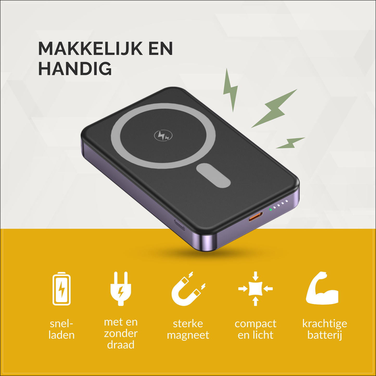 Simpsune - MagSafe Powerbank - 10000mAh - 22.5W Snellader - simpsune