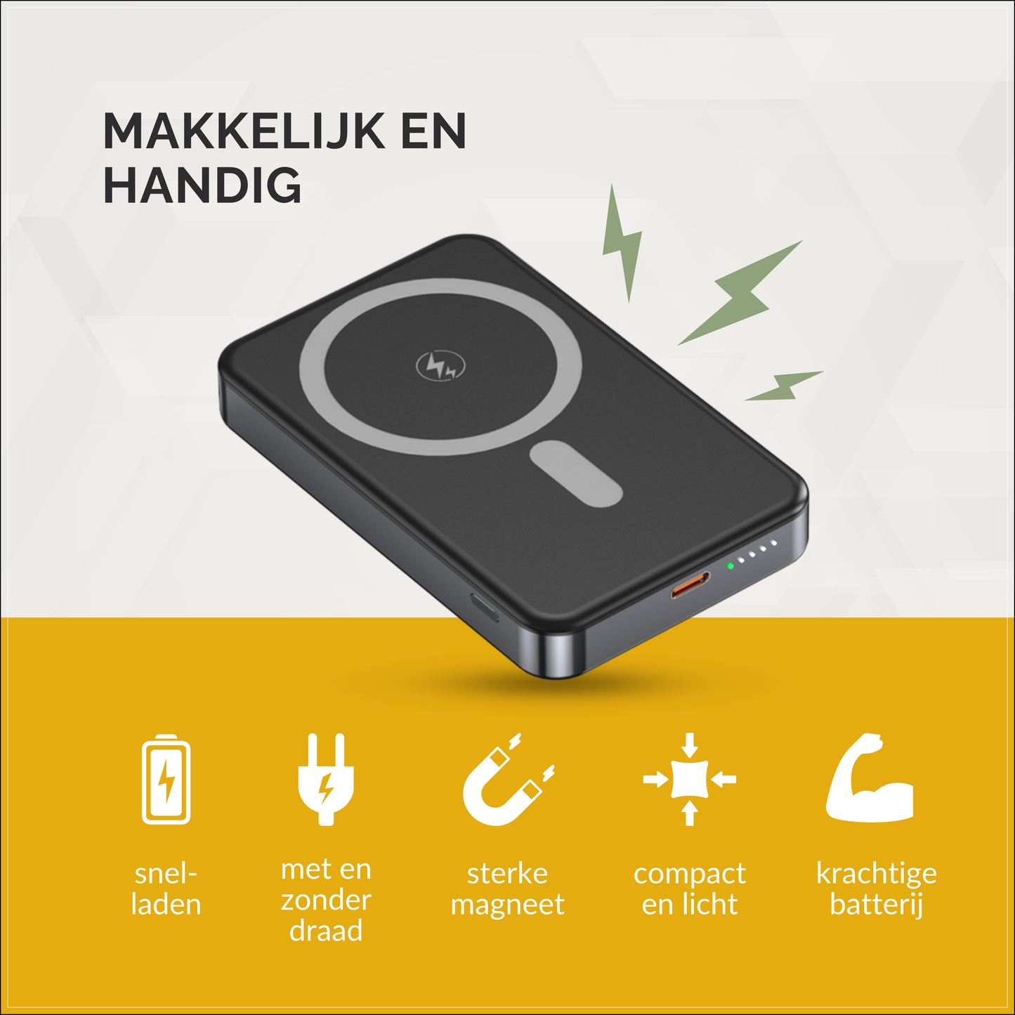 Simpsune - MagSafe Powerbank - 10000mAh - 22.5W Snellader - simpsune