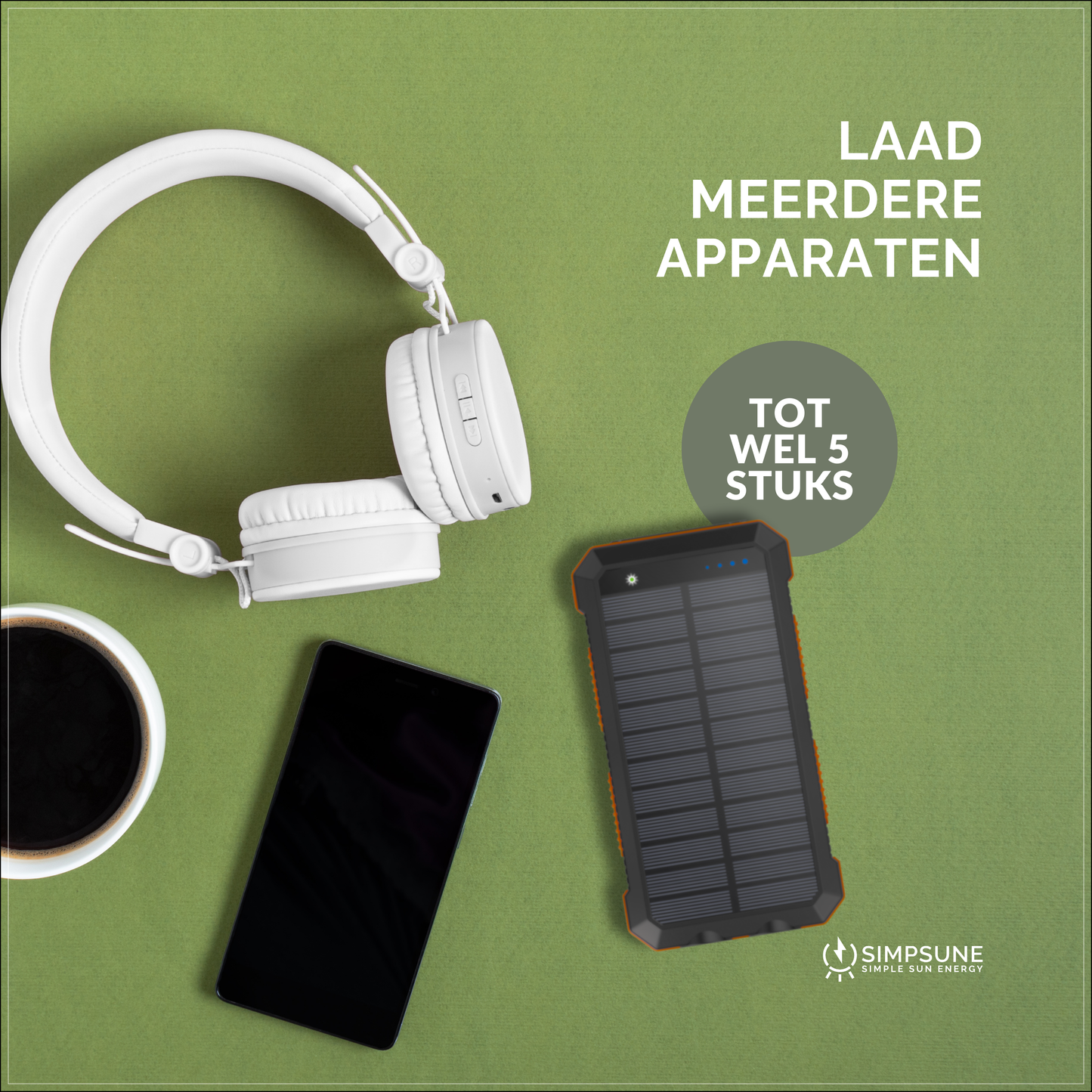 SimpSune - Solar Powerbank met Magsafe Zwart 24000mAh