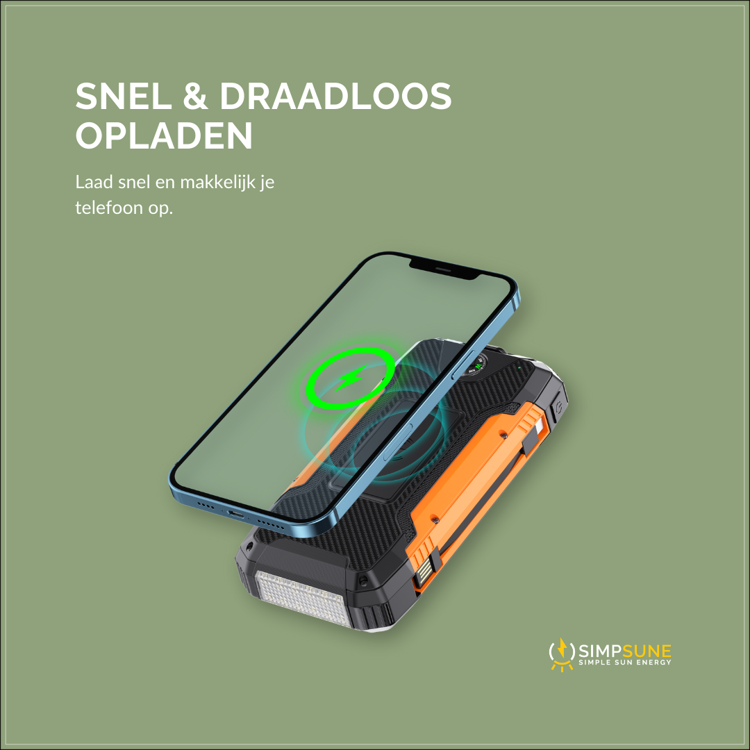 SimpSune - Solar Powerbank - 41000mAh - Ingebouwde Kabels - simpsune