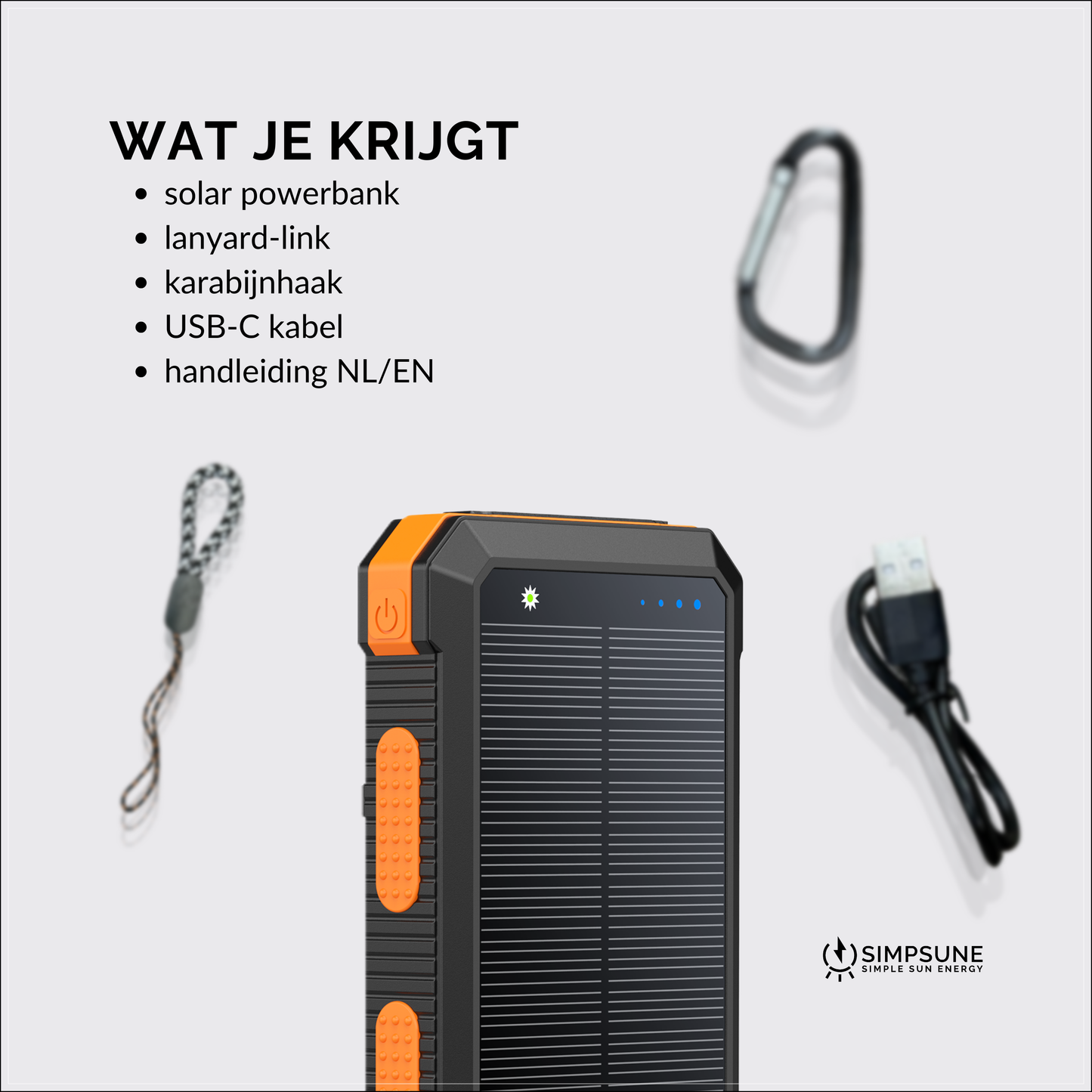 SimpSune - Solar Powerbank met Magsafe Zwart 24000mAh