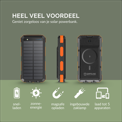 SimpSune - Solar Powerbank met Magsafe Zwart 24000mAh